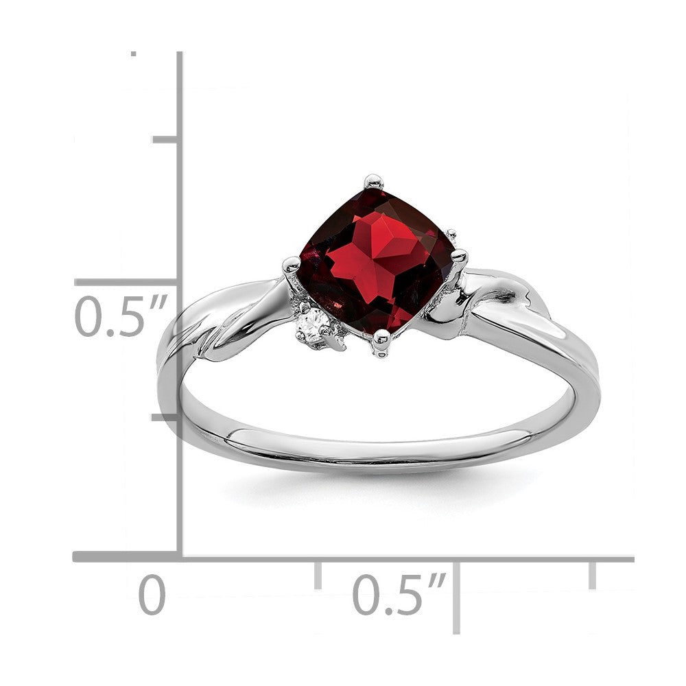 14k white gold cushion garnet and real diamond ring rm7167 ga 003 wa