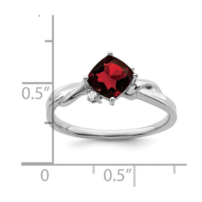 14k white gold cushion garnet and real diamond ring rm7167 ga 003 wa