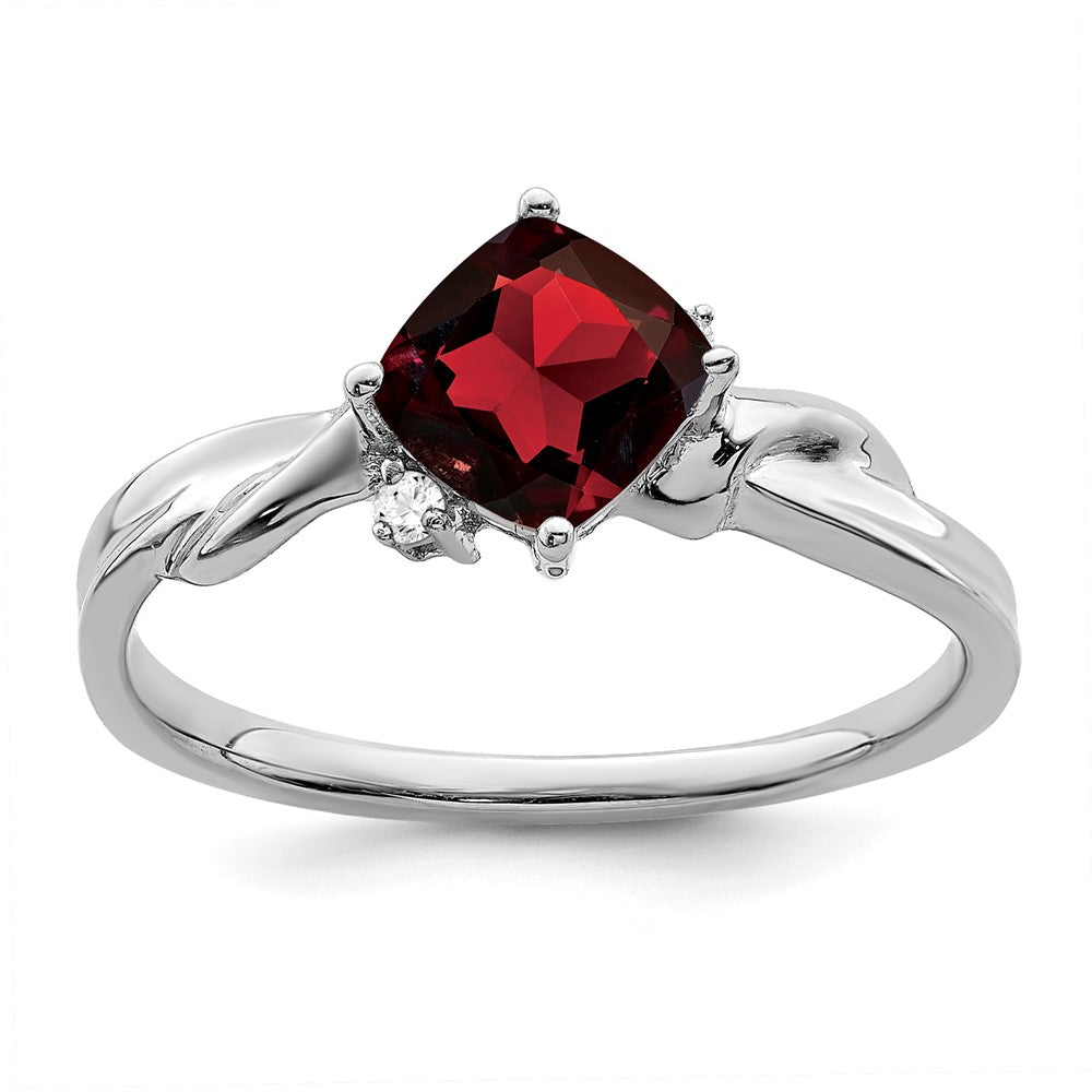 14k white gold cushion garnet and real diamond ring rm7167 ga 003 wa