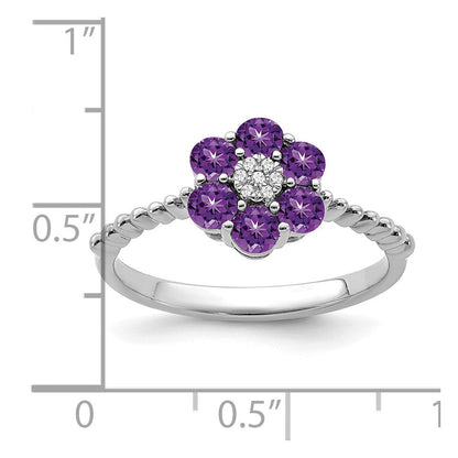 14k white gold amethyst and real diamond floral ring rm7191 am 003 wa