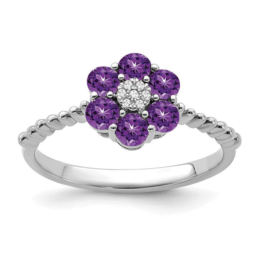 14k white gold amethyst and real diamond floral ring rm7191 am 003 wa