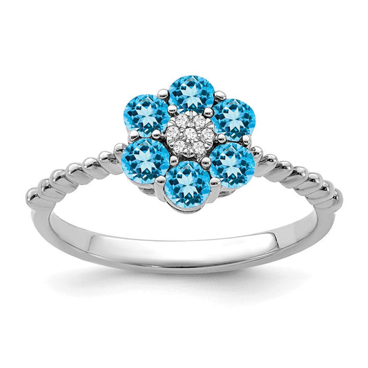 14k white gold blue topaz and real diamond floral ring rm7191 bt 003 wa