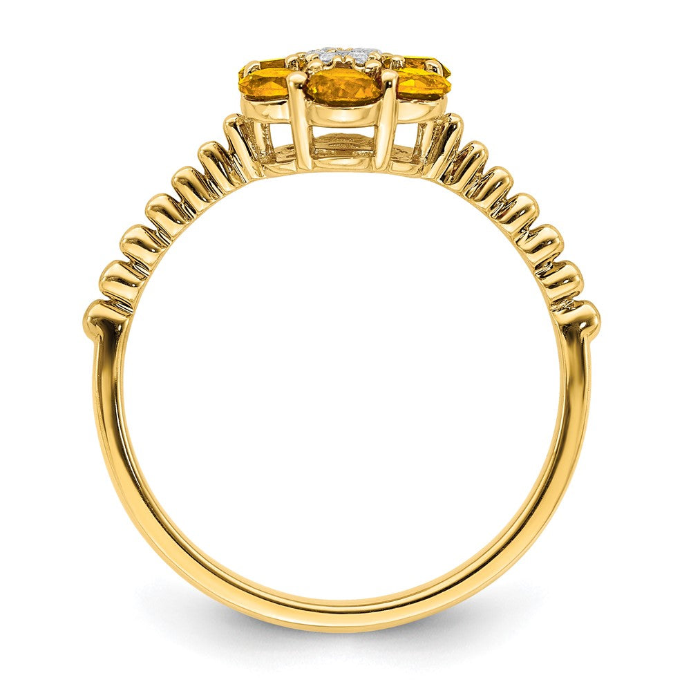 14k yellow gold citrine and real diamond floral ring rm7191 ci 003 ya
