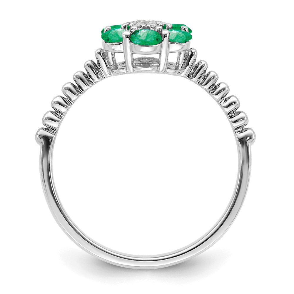 14k white gold emerald and real diamond floral ring rm7191 em 003 wa