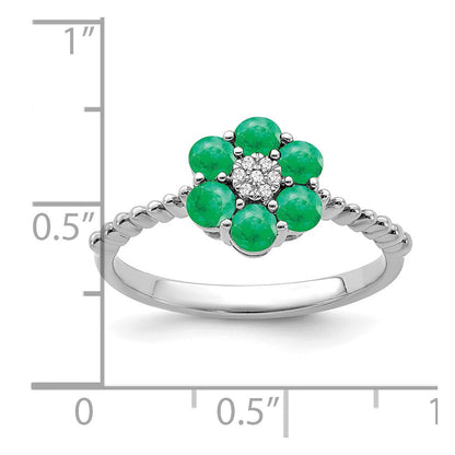 14k white gold emerald and real diamond floral ring rm7191 em 003 wa