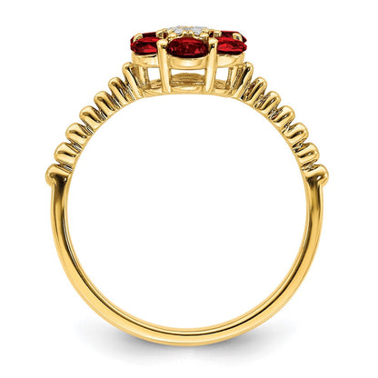 14k yellow gold garnet and real diamond floral ring rm7191 ga 003 ya
