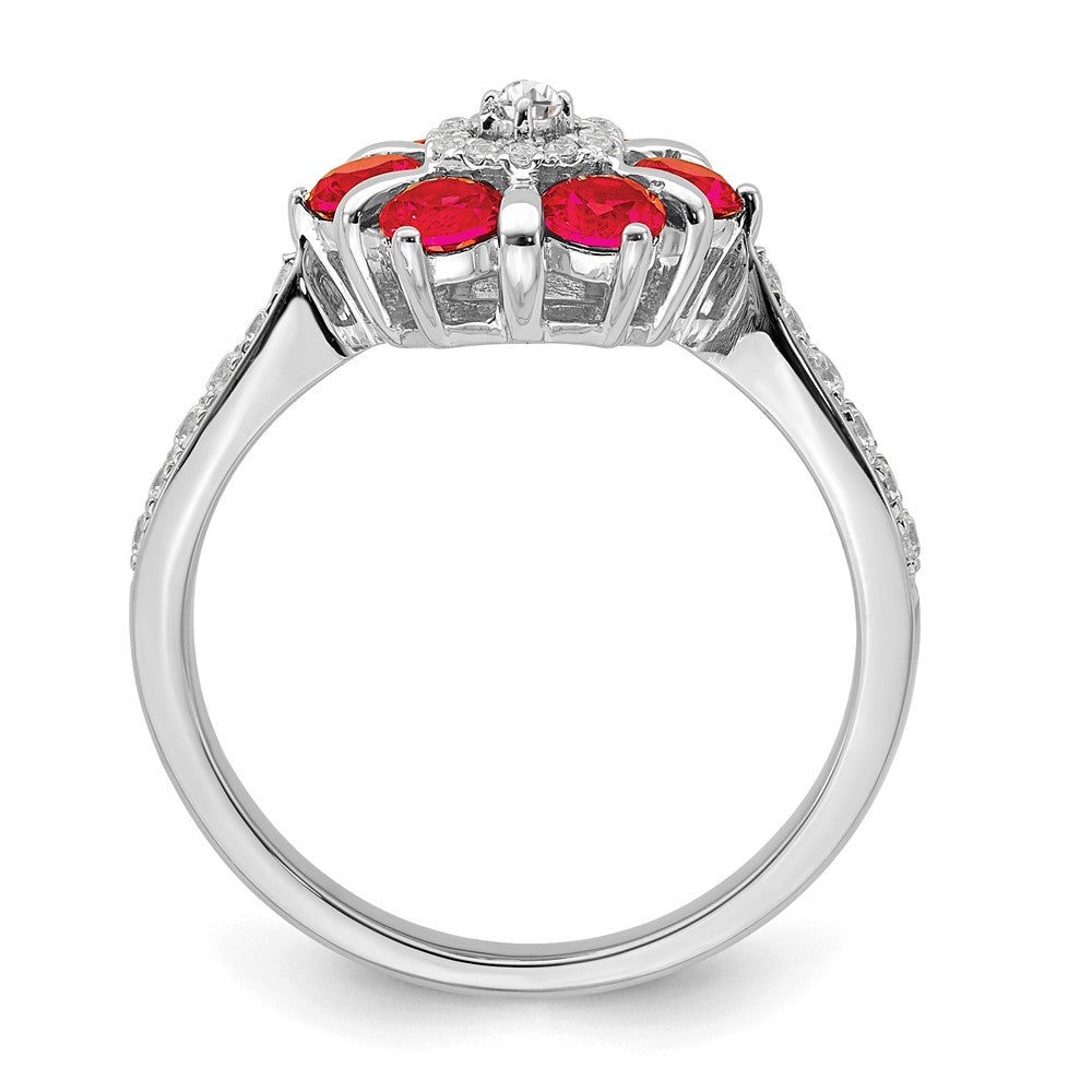 14k white gold ruby and real diamond floral ring rm7192 ru 022 wa