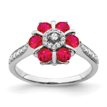 14k white gold ruby and real diamond floral ring rm7192 ru 022 wa