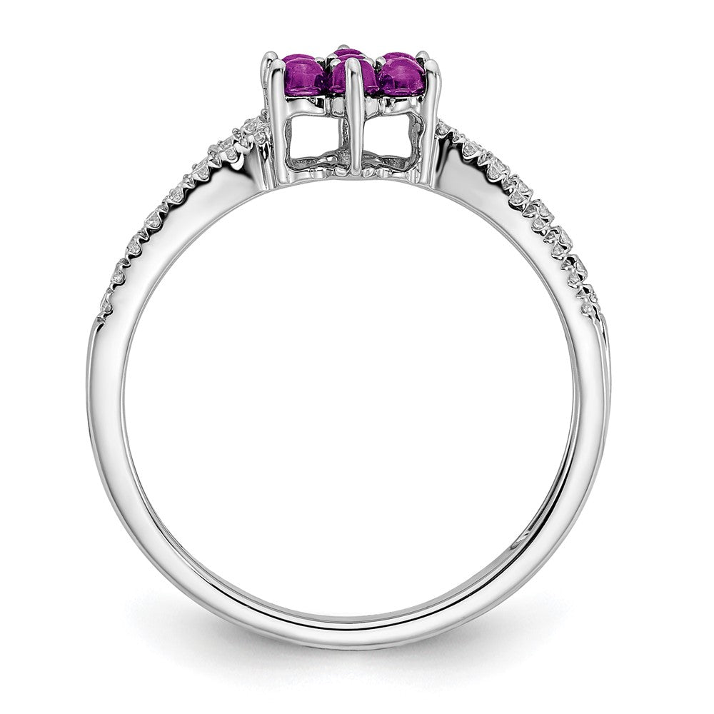 14k white gold amethyst and real diamond floral ring rm7199 am 019 wa