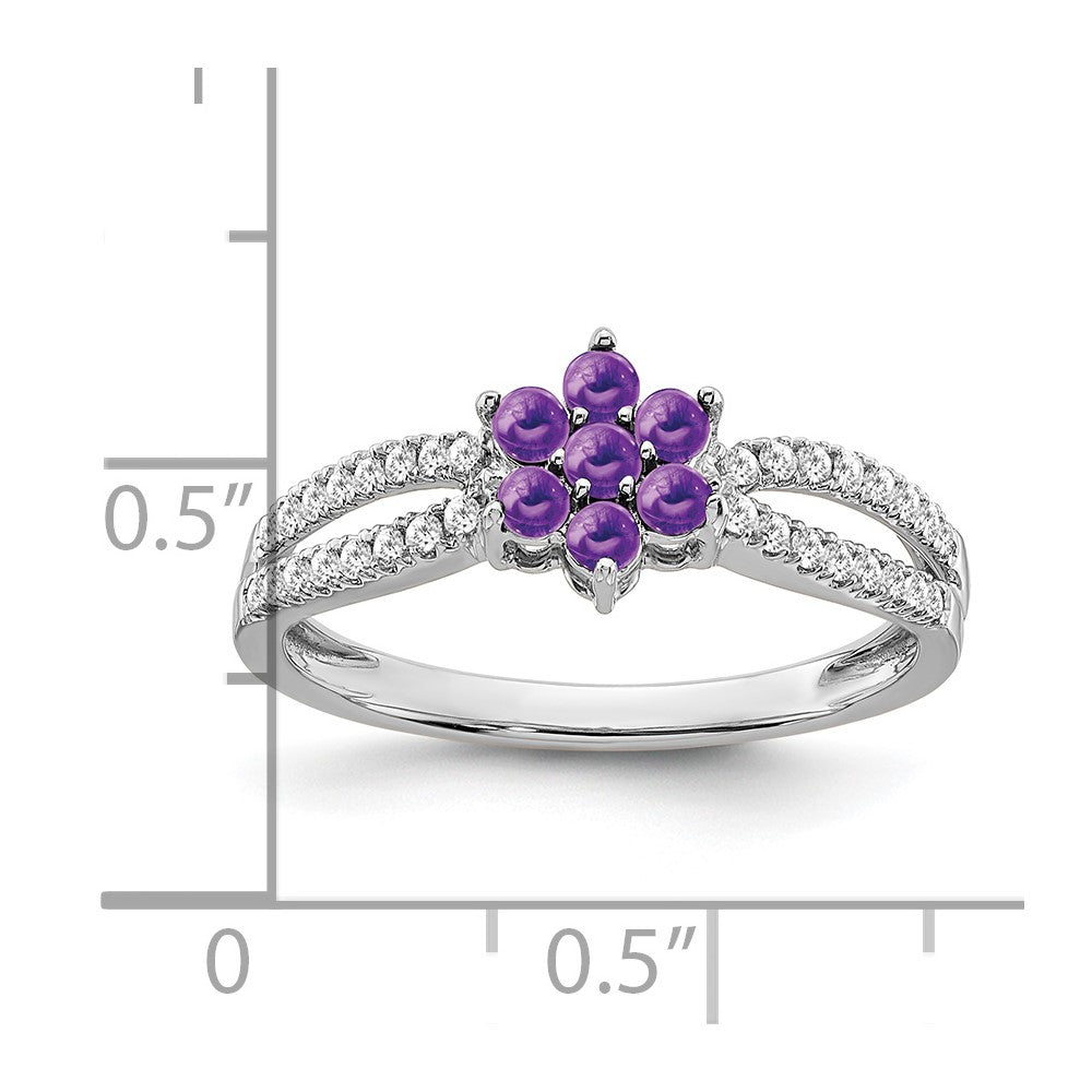 14k white gold amethyst and real diamond floral ring rm7199 am 019 wa