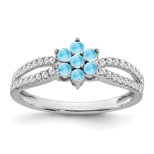 14k white gold blue topaz and real diamond floral ring rm7199 bt 019 wa