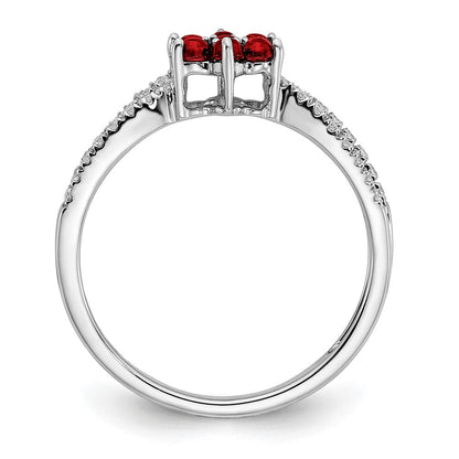 14k white gold garnet and real diamond floral ring rm7199 ga 019 wa