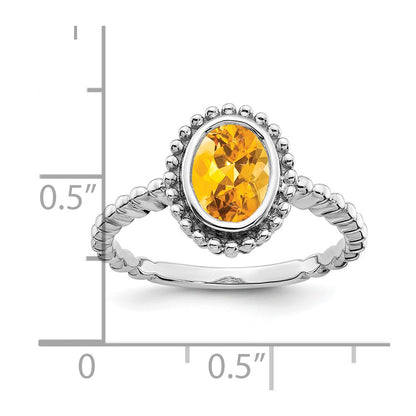 14k White Gold Oval Citrine Ring