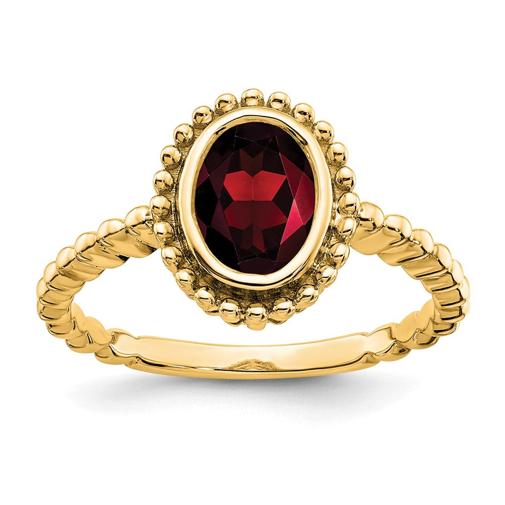 14K Yellow Gold Oval Garnet Ring