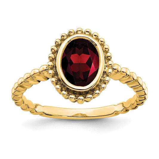 14K Yellow Gold Oval Garnet Ring