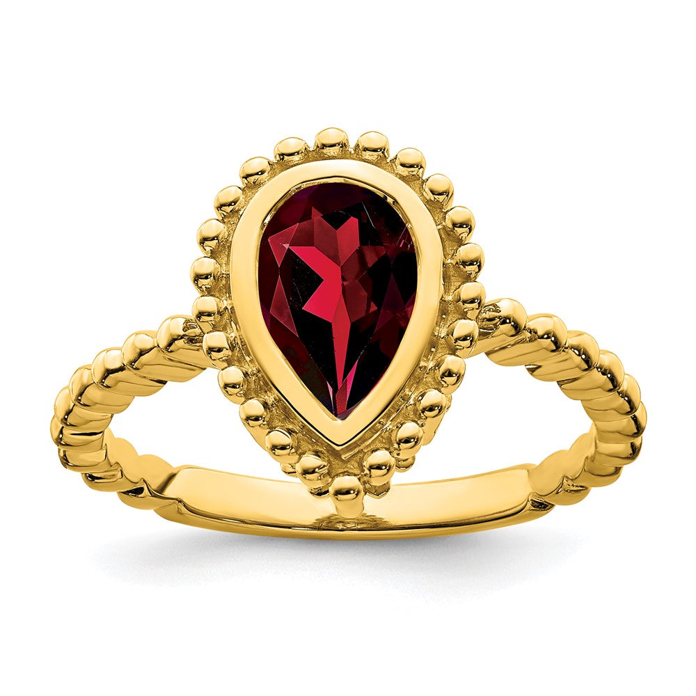14K Yellow Gold Pear Garnet Ring
