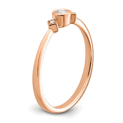 0.11ct. CZ Solid Real 14k Rose Gold Polish Petite Cushion Complete Dia Ring