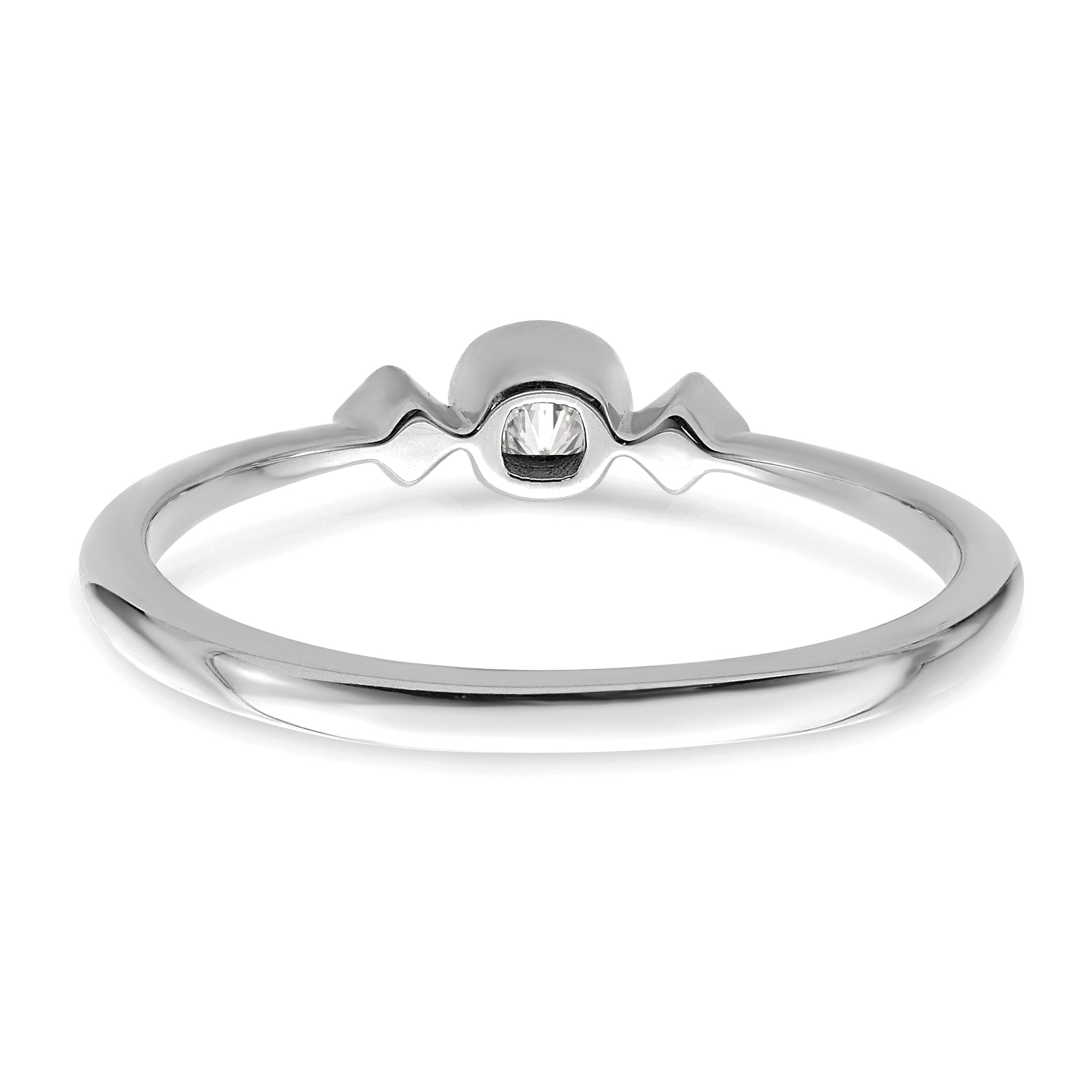 0.11ct. CZ Solid Real 14k White Gold Polish Petite Cushion Complete Dia Ring