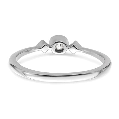 0.11ct. CZ Solid Real 14k White Gold Polish Petite Cushion Complete Dia Ring
