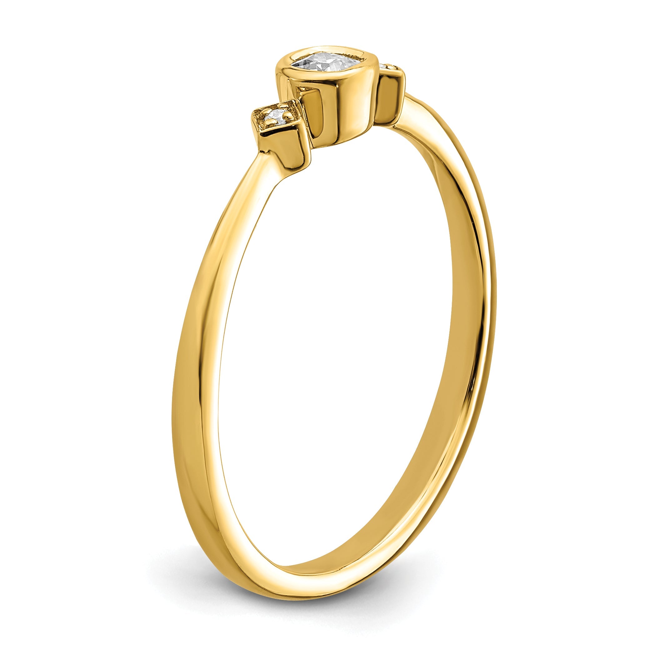 0.11ct. CZ Solid Real 14k Polish Petite Cushion Complete Dia Ring