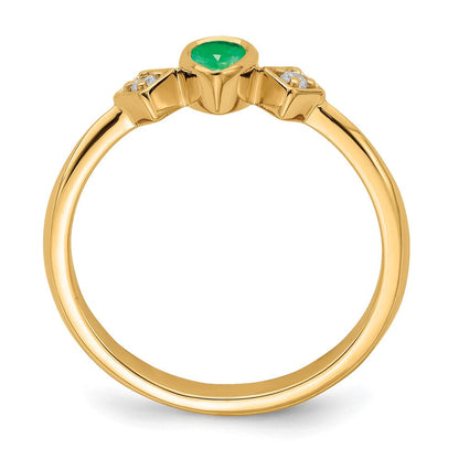 14k yellow gold pear bezel emerald and real diamond ring rm7234 em 004 ya