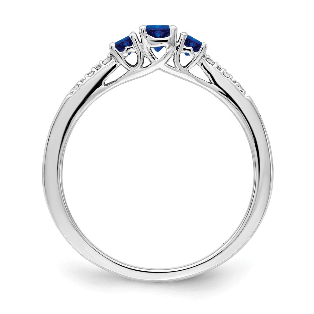 14k white gold sapphire and real diamond 3 stone ring rm7238 sa 003 wa