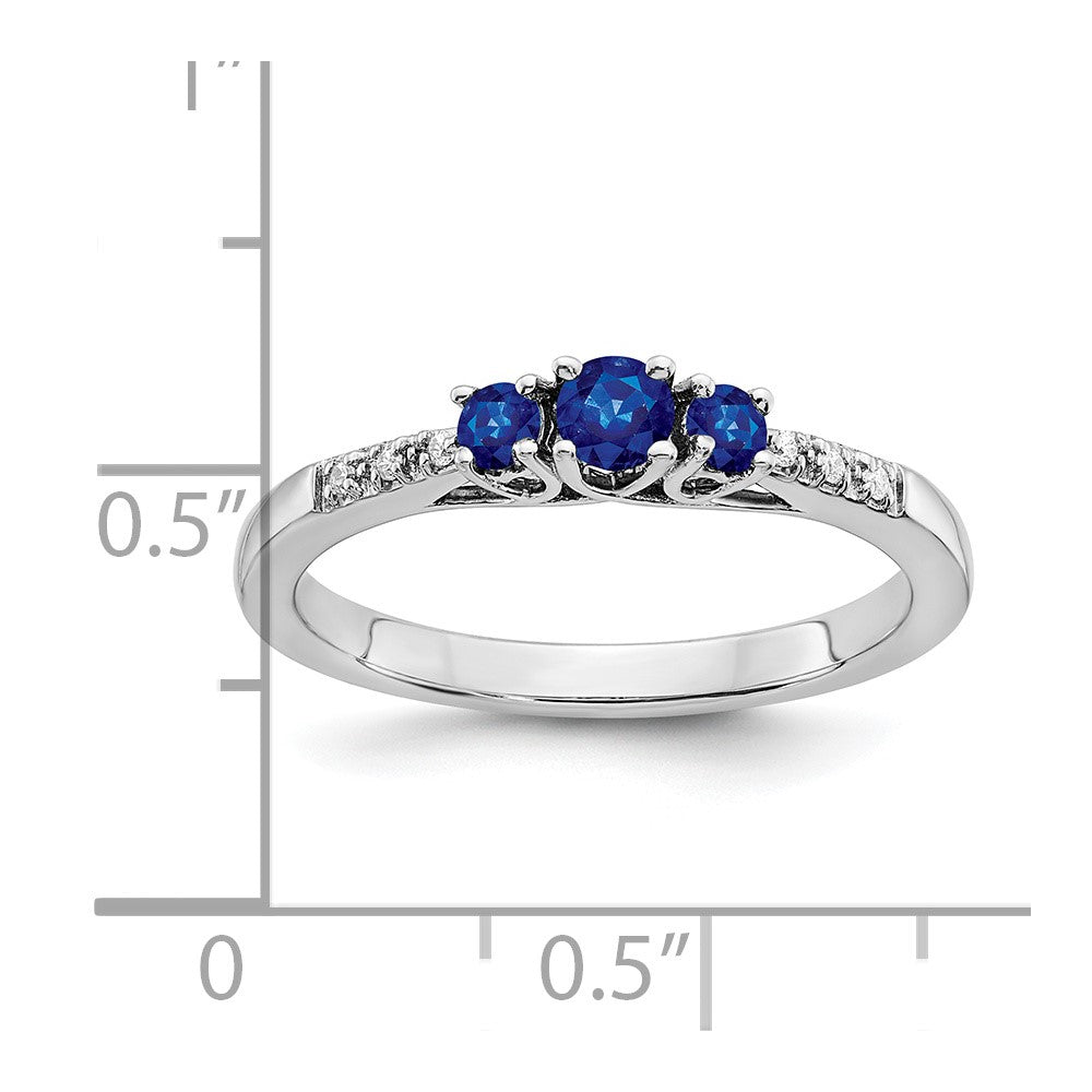 14k white gold sapphire and real diamond 3 stone ring rm7238 sa 003 wa