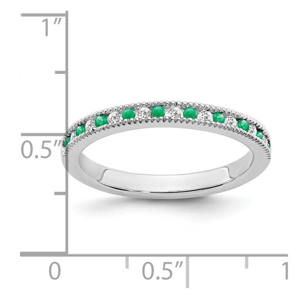 Solid 14k White Gold Simulated Emerald and CZ Band