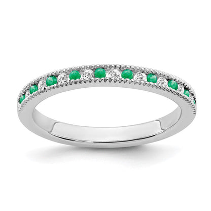 14k white gold emerald and real diamond band rm7245 em 011 wa
