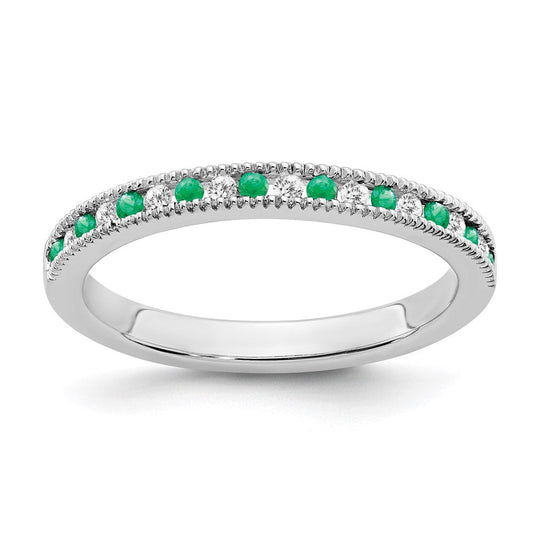 14k white gold emerald and real diamond band rm7245 em 011 wa