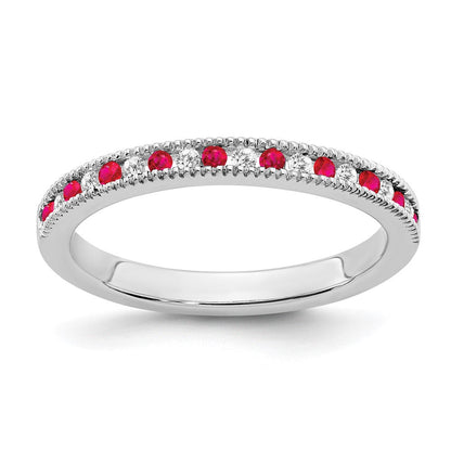 14k white gold ruby and real diamond band rm7245 ru 011 wa