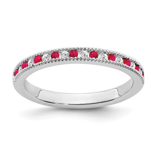 14k white gold ruby and real diamond band rm7245 ru 011 wa