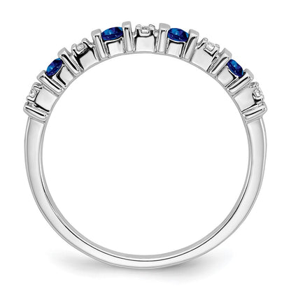 Solid 14k White Gold Simulated Sapphire and CZ Band