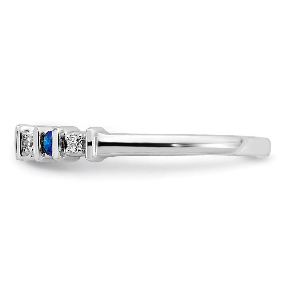 Solid 14k White Gold Simulated Sapphire and CZ Band