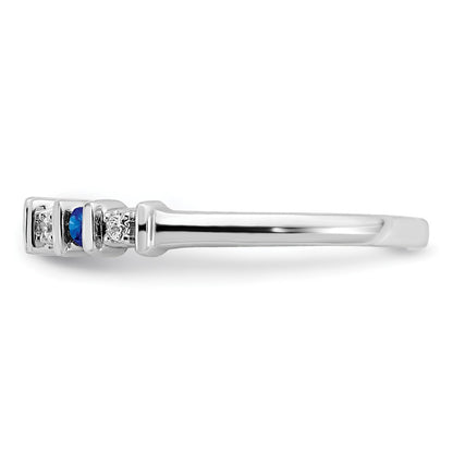 Solid 14k White Gold Simulated Sapphire and CZ Band