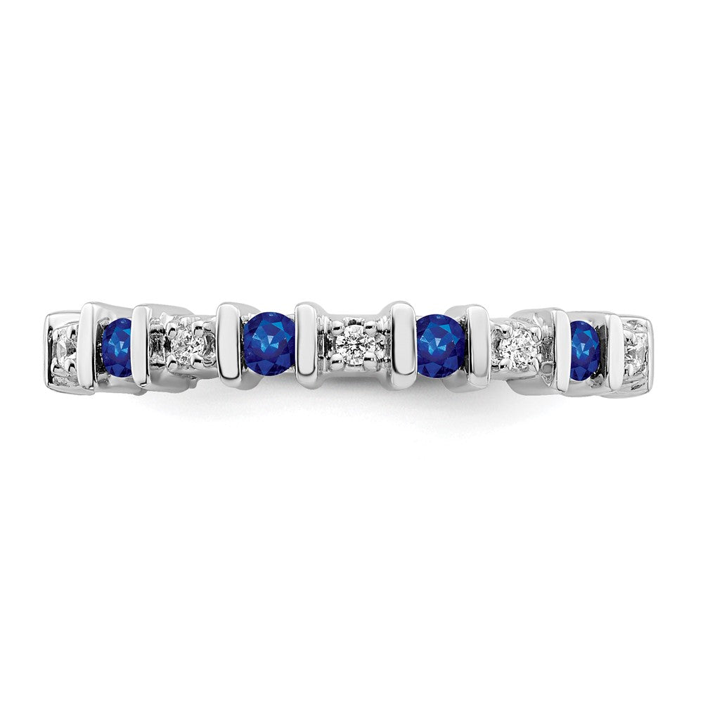 Solid 14k White Gold Simulated Sapphire and CZ Band