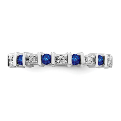 Solid 14k White Gold Simulated Sapphire and CZ Band