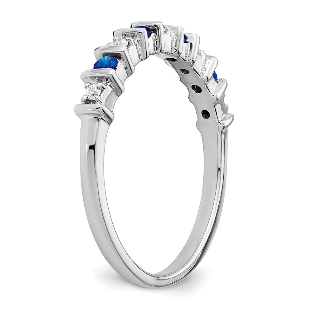 Solid 14k White Gold Simulated Sapphire and CZ Band