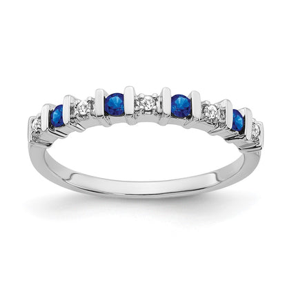 Solid 14k White Gold Simulated Sapphire and CZ Band