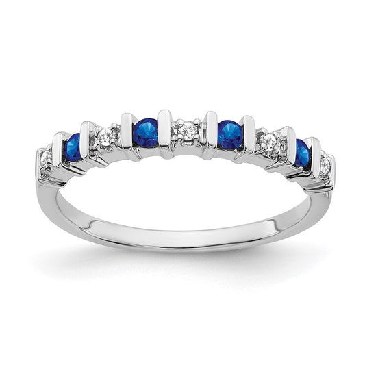 Solid 14k White Gold Simulated Sapphire and CZ Band