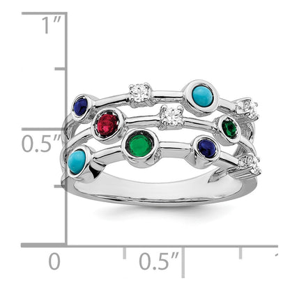 14k White Gold Gemstone and Turquoise Ring