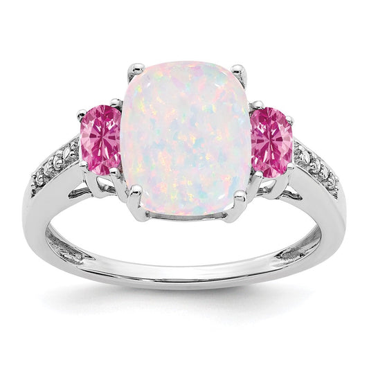 14k white gold created opal created pink sapphire diamond ring rm7258 op 002 wa