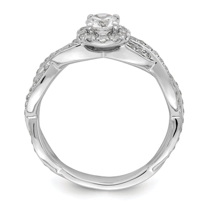 0.33ct. CZ Solid Real 14k White Round Complete By-Pass Engagement Ring