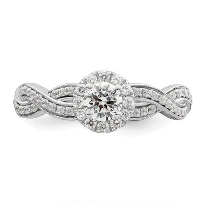 0.33ct. CZ Solid Real 14k White Round Complete By-Pass Engagement Ring