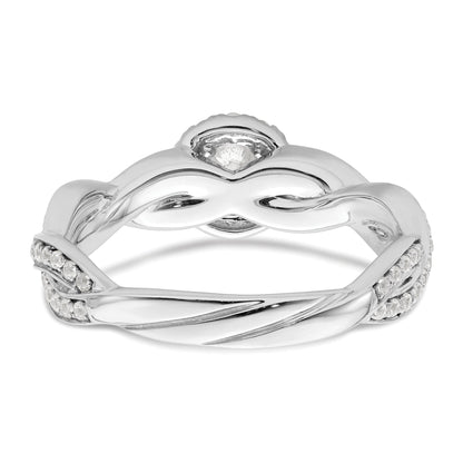 0.33ct. CZ Solid Real 14k White Round Complete By-Pass Engagement Ring