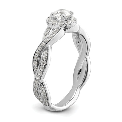 0.33ct. CZ Solid Real 14k White Round Complete By-Pass Engagement Ring