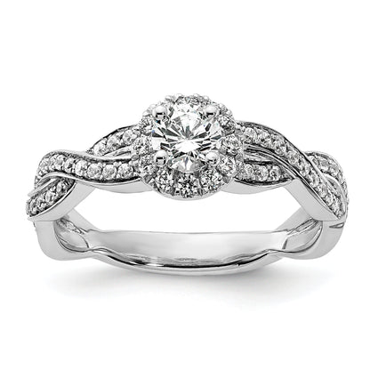 0.33ct. CZ Solid Real 14k White Round Complete By-Pass Engagement Ring