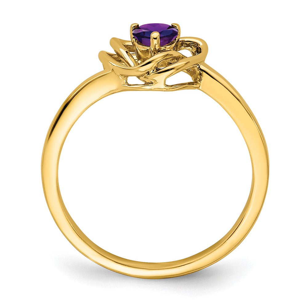 14K Yellow Gold Amethyst Triangle Ring