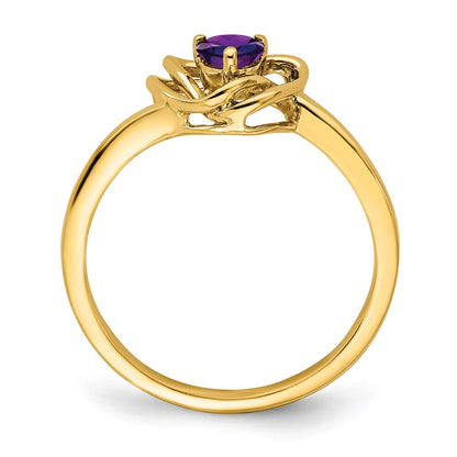 14K Yellow Gold Amethyst Triangle Ring