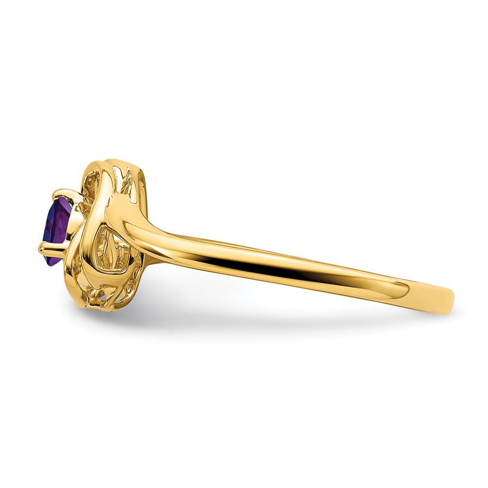 14K Yellow Gold Amethyst Triangle Ring